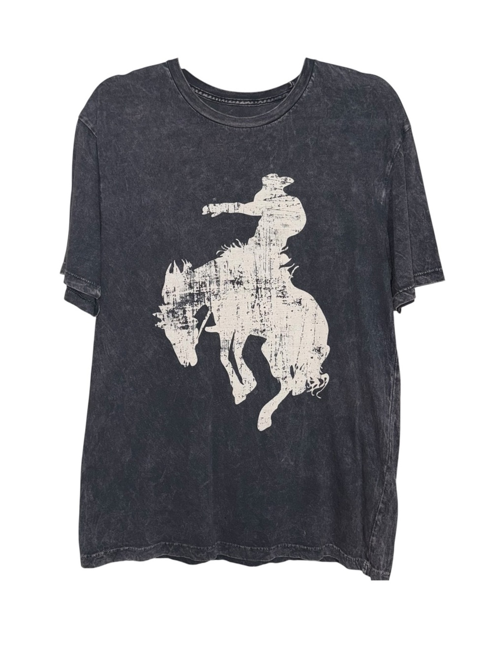 Lotus Fashion Women’s M Acid Wash Western Rodeo Graphic Tee Cowboy Horse T-Shirt